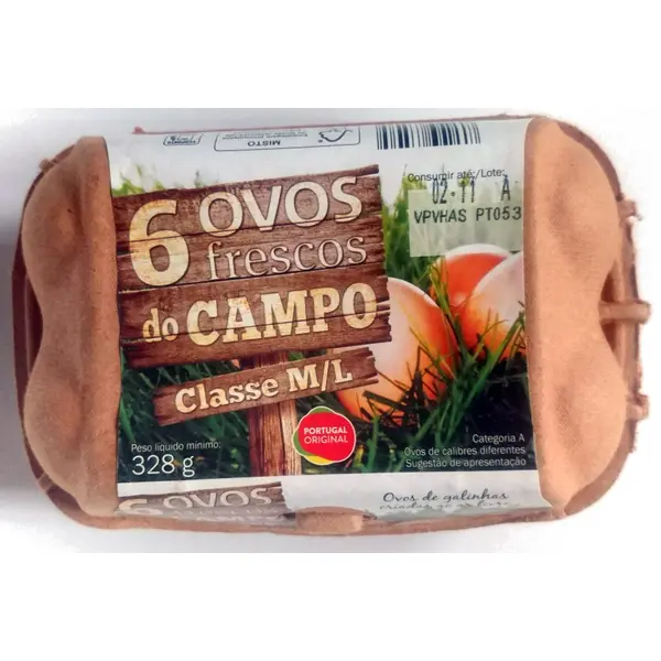 Quinta do Campo Free-Range Fresh Eggs M/L 6 un