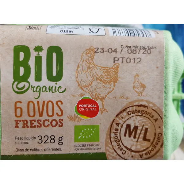 Bio Organic Organic Fresh Eggs M/L 6 un